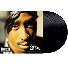 the album cover for 2pac's greatest hits is shown in black and white