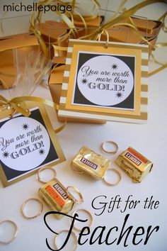 gift for the teacher with gold and black items