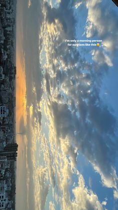 the sky and clouds are reflected in an image with a quote on it that reads, i'm only dreaming person for anyone else this time