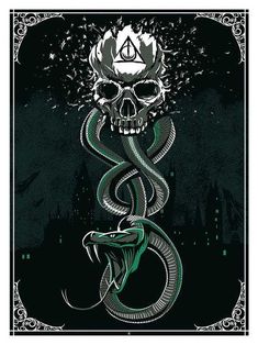 a poster with a snake and skull on it