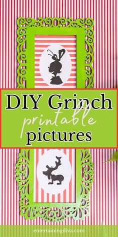 DIY Grinch Printable Pictures | DIY Christmas Decor Christmas Pictures With Lights, Grinch Printable, Grinch Christmas Party, Grinch Party, Silhouette Pictures, Christmas Entertaining, Printable Pictures, Library Decor, Christmas Tablescapes