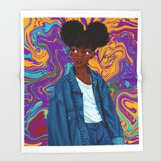 Blk Art, Retro Bed, Natural Hair Art, Bed Throw, Bed Throw Blanket, Black Artwork, Black Love Art, Black Art Pictures, Afro Art