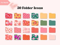 the 50 folder icons are all different colors and patterns, but there is no image to describe