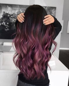 ‼️ATTENTION‼️@addisonriggs_ 💖 follow for daily pins💕 #purpleombrehair 30 Hair Color, Purple Ombre Hair, Purple Highlights, Long Dark Hair, Pinterest Hair, Ombre Hair Color, Hair Dye Colors, Hair Color Balayage, Hair Inspiration Color