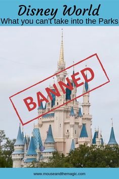 an image of a castle with the words banned in front of it and text that reads what you can't take into the parks