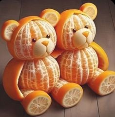 two orange bears made to look like lemons