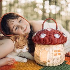 Rattan Mushroom Basket - Red – Olli Ella USA Mushroom Basket, Double Bedding Sets, Olli Ella, Big Basket, Magical Home, Doll Carrier, Little Animals, Rattan Bag, The Mushroom