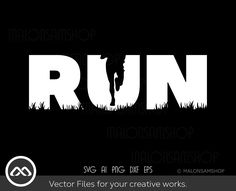 the word run is shown in white on black