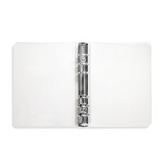 an open binder on a white background with clippings in the bottom half