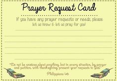 a prayer request card with an image of a bird