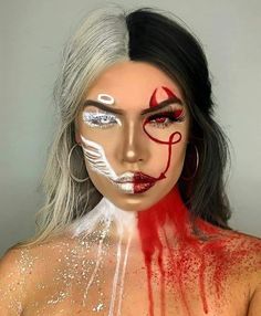 Amy Johnston, Creative Halloween Makeup, Devil Makeup, Halloween Make-up Looks, Angel Makeup, Creepy Halloween Makeup