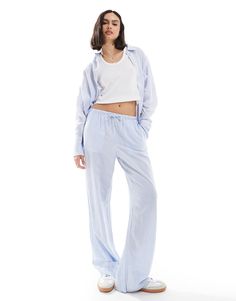 Wide Leg Pants by Bershka Part of a co-ord set Shirt sold separately Stripe design Regular rise Drawstring waistband Pockets to side Wide leg Trouser Co Ord, Winter Party Dress, Pantalon Large, Satin Slip Dress, Co Ord Set, Maxi Dress Trend, Petite Maternity, Skirted Swimwear, Plus Size Pregnancy