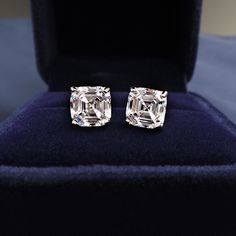 Engagement Earrings, Asscher Cut Diamond, Moissanite Earrings, Asscher Cut, Sterling Silver Stud Earrings, Gold Gift, White Gold Earrings, Earrings Minimalist, Crystal Stud Earrings