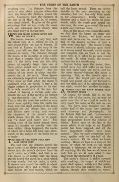 an old newspaper article about the story of the earth, with text in black and white