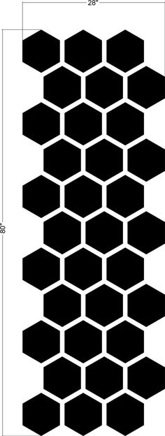 a black and white drawing of hexagons with the measurements for each one