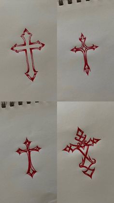 cross tattoo ideas (red ink) | Creative Tattoo by  Phoenix Camp Tattoo Ideas Red Ink, Tattoo Ideas Red, Tato Grunge, Cross Tattoo Ideas, Sharpie Tattoos, Hand Doodles, Draw Ideas, Graffiti Style Art, Cross Tattoo