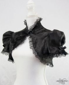 Goth Bolero, Victorian Goth Outfits, Black Victorian Dress, Black Steampunk, Vampire Clothes, Bolero Shrug, Neck Ties, Gothic Outfits, Goth Outfits