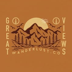 a brown t - shirt with trees and mountains in the background that says grove ave swinderlust co