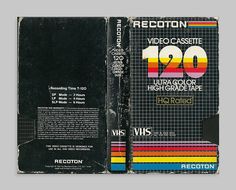 an old vhs cover with the words video cassettes written in rainbow - colored letters