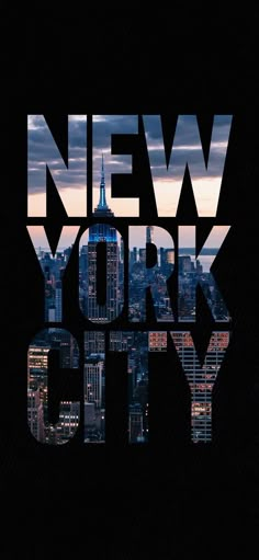 the new york city skyline is shown in black and white, as well as text