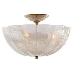 This semi-flush mount pairs beautifully cast brass and a scalloped glass shade for a look that never goes out of style. Hardwired. Flush Light, Circa Lighting, Glass Ceiling Lights, Semi Flush Ceiling Lights, Kelly Wearstler, Pierre Frey, Modern Ceiling Light, Flush Ceiling Lights, Designers Guild