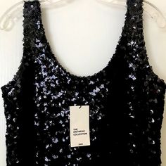 An Overall Sequins Finish Sleeveless Top That Will Shine All Day And Night. Scoop Neckline. Black Sleeveless Tank Top For Party, Black Scoop Neck Tank Top For Night Out, Scoop Neck Camisole For Summer Parties, Spring Party Tank Top With Scoop Neck, Summer Party Camisole With Scoop Neck, Black Sleeveless Top For Party Season, Zara Tank Top For Party, Zara Tank Top For Summer Night Out, Party Black Tank Vest