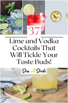 Collage of 4 lime and vodka cocktails. Lime Vodka Drinks, Vodka Coke, Caipirinha Recipe, Vodka Mixed Drinks, Vodka Recipes Drinks, Whipped Vodka, Summer Vodka Cocktails, Lime Drinks, Vodka Lime