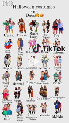 an image of halloween costumes for women in different colors and sizes, with the words tik tok above them