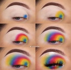 Pastel Lollipop, Colorful Makeup Looks, Rainbow Eye Makeup, Maquillage Yeux Cut Crease, Makeup Effects, Makeup Pictorial, Eye Makeup Styles, Cute Eye Makeup, Makeup Face Charts