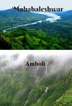 two pictures side by side with the words mahableshwar and amboli