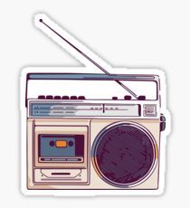 an old fashioned radio sticker with a boombox in the middle, on a white background