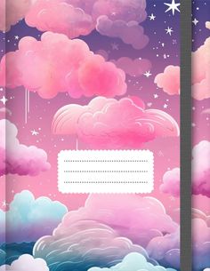 an image of clouds and stars in the sky with space for writing on it,