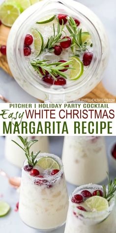 white christmas margarita recipe with limes and cranberries