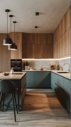 #kitchen #kitchendesignideas #kitchendecorideas #kitchendesigns #kitchendesigntrends #cozykitchen Warm Minimalism Interior, Warm Modern Kitchen, Minimalism Interior Design, Dark Green Kitchen, Warm Minimalism, Minimal Interior Design, Minimalist Apartment Style, Minimalist Interior Style, Interior Kitchen