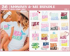 a mother and her child wearing matching tshirts with the words mama and me bundle