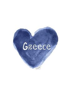 a blue heart with the word greece painted on it