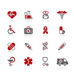 medical and health icons on white background