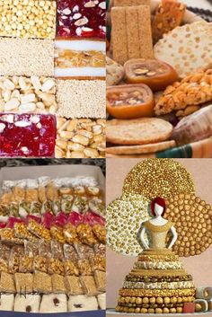 many different types of desserts and pastries are shown in this photo collage