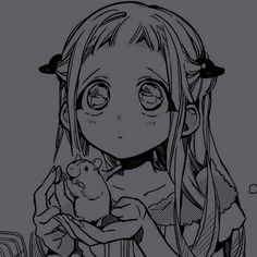 a drawing of a girl holding a small mouse in her hands, with the caption's name on it