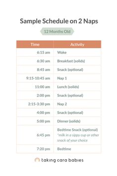 the sample schedule for two naps is shown in orange and white, with text on it