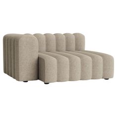 a set of six beige chairs with black legs and backrests, all facing each other