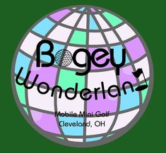 the logo for bogu wonderlandland mobile mini golf cleveland, oh