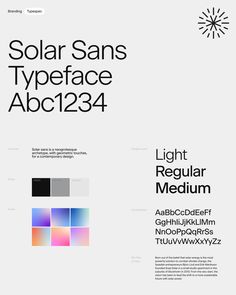 an advertisement for solar sans typefaces, with the font and numbers below it