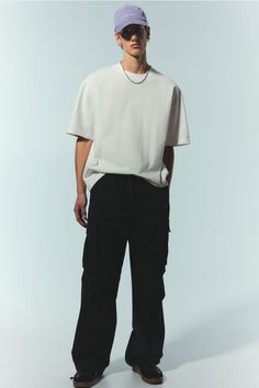 Oversized T-shirt in thick cotton jersey. Ribbed crew neck  dropped shoulders  and a straight-cut hem. Men White T Shirt, White Shirts For Men, Oversized White Shirt, White Shirt Men, Oversized Top, Oversized T Shirt, Straight Cut, Oversized Tshirt, White Shirt