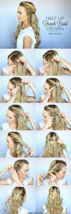 Beauty & Style Half French Braids, Braid Crown, Everyday Curls, Simple Prom Hair, Fishtail Braid, Penteado Cabelo Curto, Crown Hairstyles, French Braid, Down Hairstyles