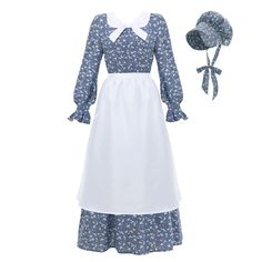 PRICES MAY VARY. Fabric - 100% polyester; The prairie pioneer dresses for women are made with polyester cloth in a small floral pattern. Lightweight and comfortable wear, not see-through. Design - The pioneer colonial dress is long, bow neck and cuffs are trimmed with ruffle. Well made with stretchy waist and zipper on the back for easy to put on / off. The bonnet has a bit of stretch in the back and can hold its shape. just the kind of dress Laura Ingalls would wear! Style - Three-piece women's 1800 Clothing, Amish Dress, Pilgrim Dresses, Pioneer Costume, Colonial Costume, Pilgrim Costume, Pioneer Dress, 1800's Dress, Colonial Dress