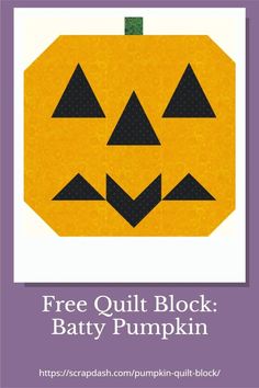 the free quilt block is made to look like a pumpkin