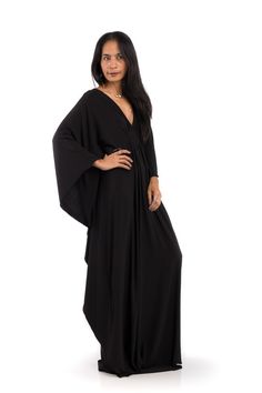 Black Maxi Dress  Kaftan Kimono Butterfly Dress: Funky Black Kaftan Dress, Evening Dress Plus Size, Black Dress For Women, Plus Size Kaftan, Black Kaftan, Dress Kaftan, Woman Dresses, Butterfly Dress, Women Maxi