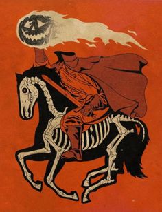 a drawing of a man riding on the back of a horse with a full moon in the background