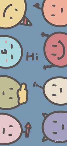 several different colored speech bubbles with faces drawn on them